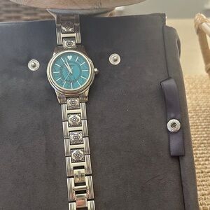 Brighton Silver Watch with Teal Face